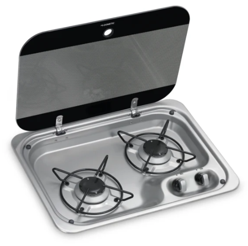 Conversion Van Dometic Drop-In Gas Cooktop Two-burner, Stainless Steel with glass lid Conversion Van Dometic Drop-In Gas Cooktop Two-burner, Stainless Steel with glass lid