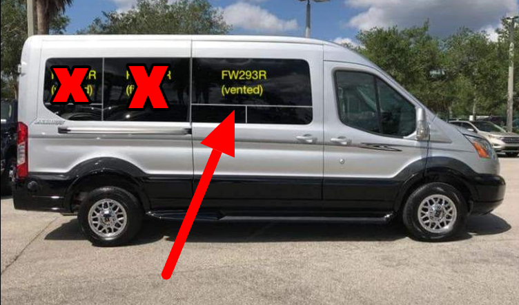 2015-Ford-Transit-CR-Laurence-FW293R-Passenger-side-Forward-T-vent-Window-130-148-Extended-installed in portland oregon area Installation Priced: Ford Transit CRLaurence T-Vent Awning Sliding Door Window FW293R
